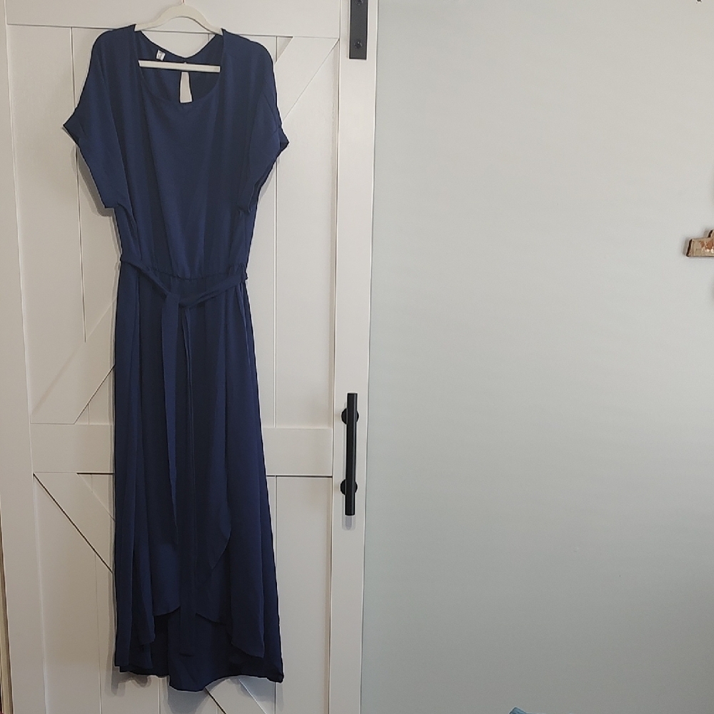 Chic Soul Blue Maxi Sundress with Dolman Sleeves